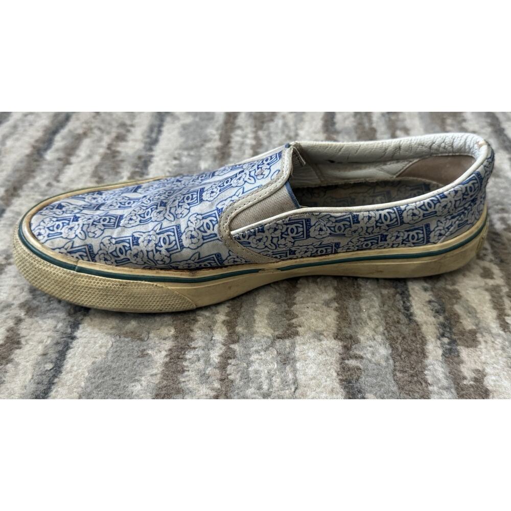 CHANEL slip-on UNIQUE sneakers blue floral Logo print size 39 Distressed - Picture 4 of 14